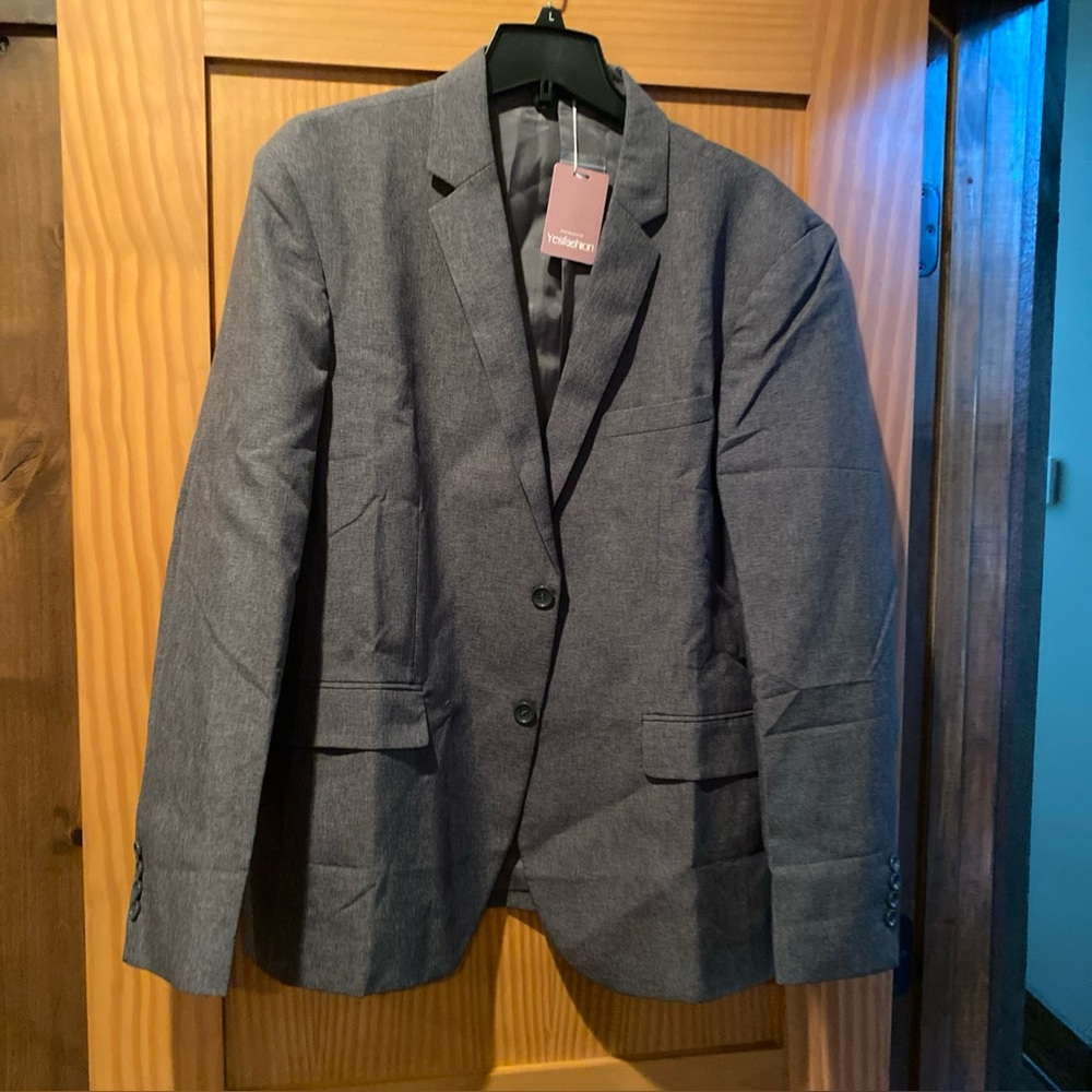 Men’s 2 Button Dark Gray Sports Coat/Suit Jacket Lined Size XL NWT